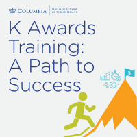 SHARP K Awards Training: A Path to Success graphic featuring a person climbing a mountain to science funding